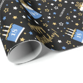 エイジハッピーバースデーケーキブルーブラック ラッピングペーパー (ロールコーナー)