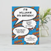 エイジハッピーバースデーパーティーブルーモダン 招待状 (スタンド正面)