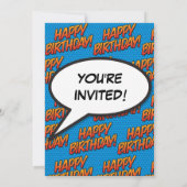 エイジハッピーバースデーパーティーブルーモダン 招待状 (裏面)