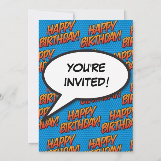 エイジハッピーバースデーパーティーブルーモダン 招待状 (裏面)