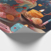 エイジハッピーバースデーピンクケーキキャンドル ラッピングペーパー (角)