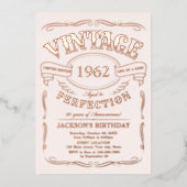 エイジバラ金ゴールドヴィンテージウイスキーをテーマにした誕生日 箔招待状 (正面)