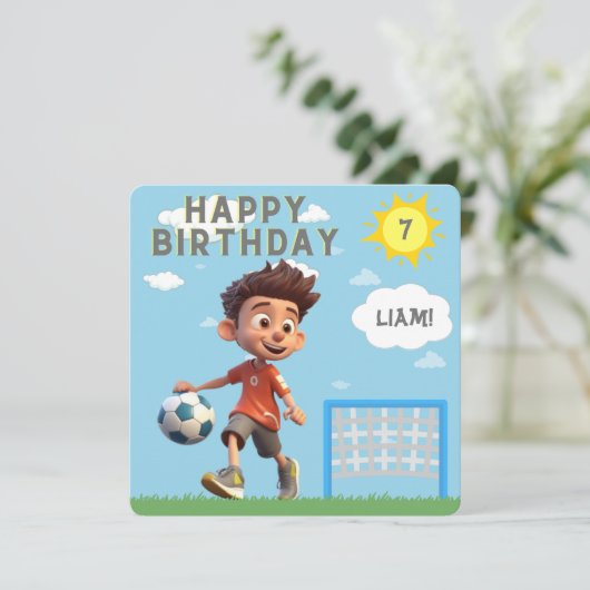 エイジパーソナライズされたサッカー誕生日招待状 招待状 (スタンド正面)