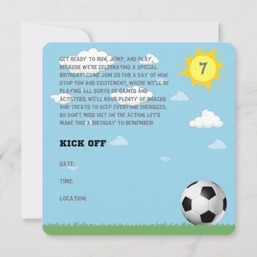 エイジパーソナライズされたサッカー誕生日招待状 招待状 (裏面)