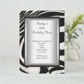 エイジパーティー誕生日白黒ゼブラ動物 招待状 (スタンド正面)