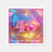 エイジピンクグリッターカスタムディスコボール誕生日 スタンダードカクテルナプキン (正面)