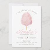 エイジピンクグリッターコットンキャンディ誕生日 招待状 (正面)