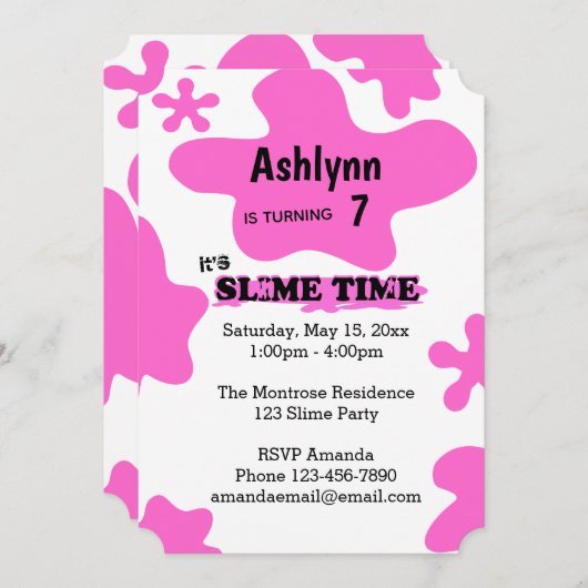 エイジピンクスライム誕生日 招待状 (正面/裏面)