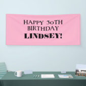 エイジピンクブラックカスタムハッピーバースデーバナー 横断幕 (トレードショー)