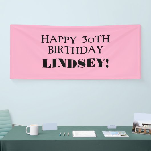 エイジピンクブラックカスタムハッピーバースデーバナー 横断幕 (トレードショー)