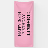 エイジピンクブラックカスタムハッピーバースデーバナー 横断幕 (縦)