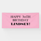 エイジピンクブラックカスタムハッピーバースデーバナー 横断幕 (横)