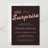 エイジピンクローズ金ゴールドグリッターサプライズ誕生日 招待状 (正面)