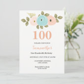 エイジフローラかわいらしピーチ100誕生日招待状 招待状 (スタンド正面)