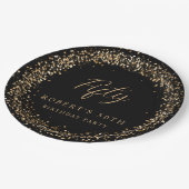 エイジブラック金ゴールドグリッター誕生日パーティー ペーパープレート (アングル)