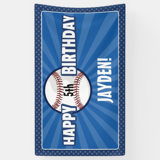 エイジブルーベースボール誕生日バナー 横断幕 (縦)