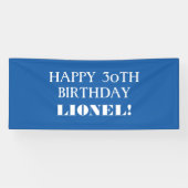 エイジブルーホワイトカスタムハッピーバースデーバナー 横断幕 (横)