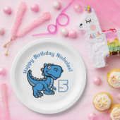 エイジブルーTレックス誕生日 ペーパープレート (パーティー)