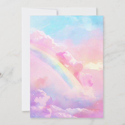 エイジマジカルレインボーユニコーン金ゴールド誕生日 招待状 (裏面)