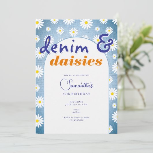 エイジモダンアルチデニムデイジーサマー誕生日 招待状 (スタンド正面)