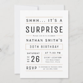 エイジモダンタイポグラフィシンプルサプライズ誕生日 招待状