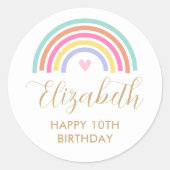 エイジレインボーラブハート誕生日 ラウンドシール (正面)