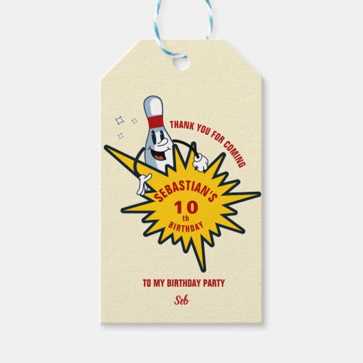 エイジレトロマスコットボーリング誕生日パーティー ギフトタグ (正面)