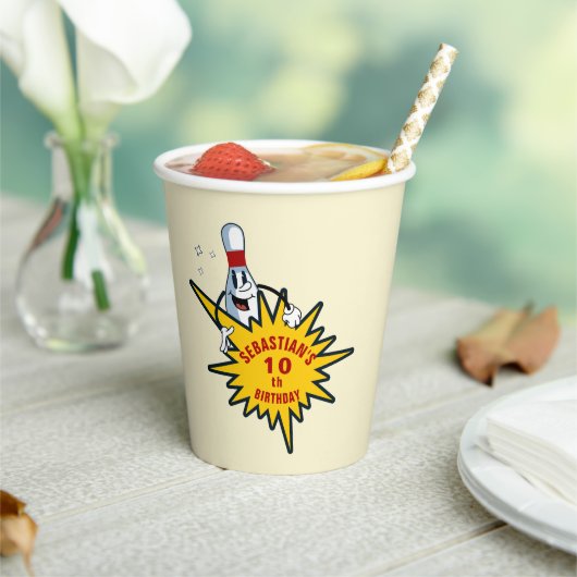 エイジレトロマスコットボーリング誕生日パーティー 紙コップ (インサイチュ)