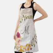 エイジングウッドモノグラムとバラ開花リース エプロン (インサイチュ)