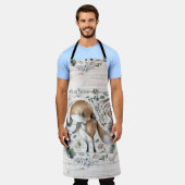 エイジングウッドモノグラム名フローラキツネ エプロン (着用した状態)