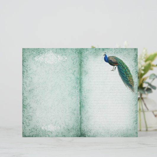 エイジンググリーン紙ヴィンテージ孔雀ジャーナルページ (スタンド正面)