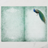 エイジンググリーン紙ヴィンテージ孔雀ジャーナルページ (裏面)