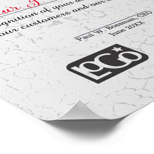 エイジングストーン金ゴールド従業員記念日の証明書p ポスター (角)