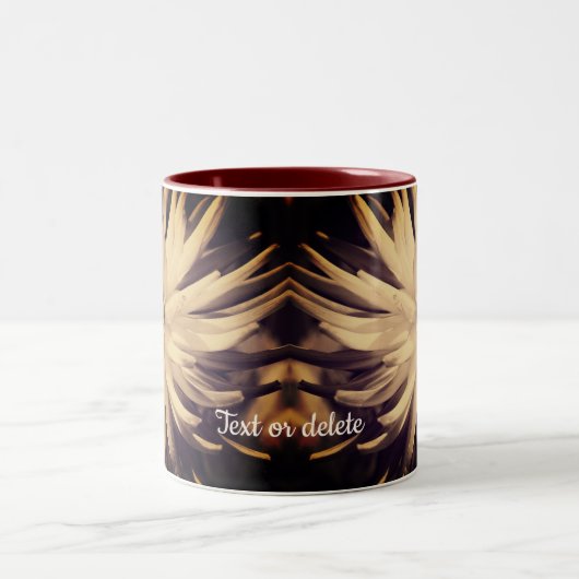 エイジングセピアダリアパーソナライズされた花 ツートーンマグカップ (中央)