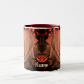 エイジングセピアバラパーソナライズされた花 ツートーンマグカップ (中央)