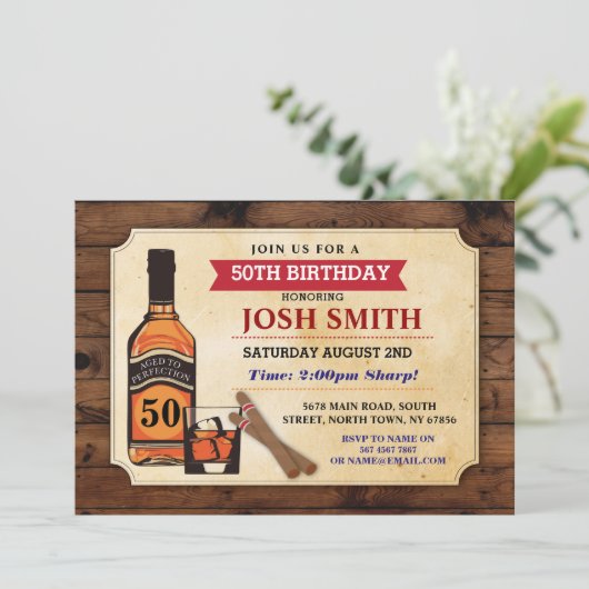 エイジングトゥパーフェクション誕生日ウィスキーシガーズ招待状 招待状 (スタンド正面)