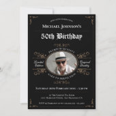 エイジングトゥパーフェクトブラック金ゴールドクラス50誕生日 招待状 (正面)