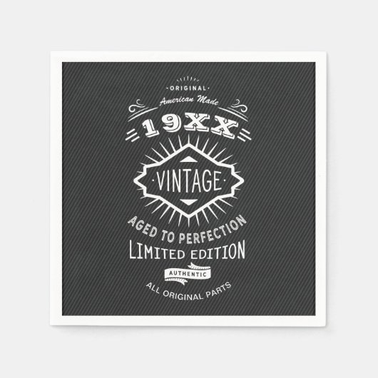 エイジングトゥパーフェクトヴィンテージエレガントな誕生日パーティー スタンダードカクテルナプキン (正面)