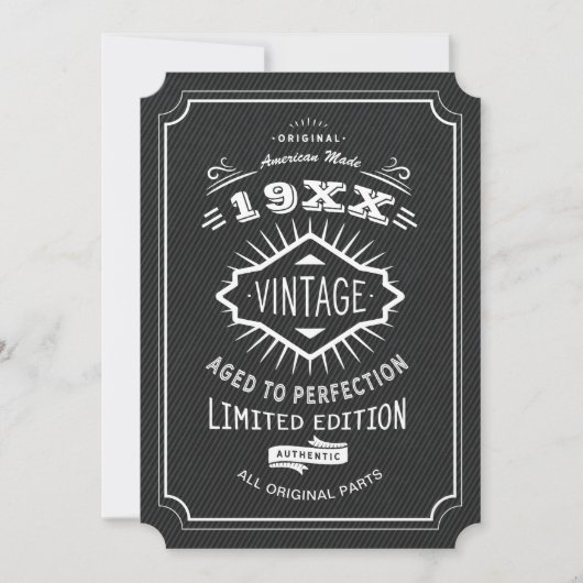 エイジングトゥパーフェクトヴィンテージエレガントな誕生日パーティー 招待状 (正面)