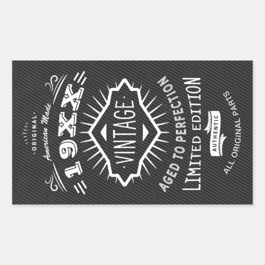 エイジングトゥパーフェクトヴィンテージエレガントな誕生日パーティー 長方形シール (正面)