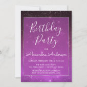 エイジングパープルスターズ輝く空の誕生日パーティー 招待状 (正面)