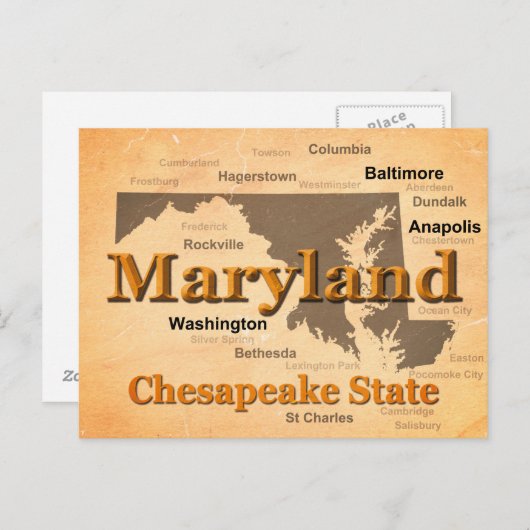 エイジングメリーランド州のプライドマップのシルエット ポストカード (正面/裏面)