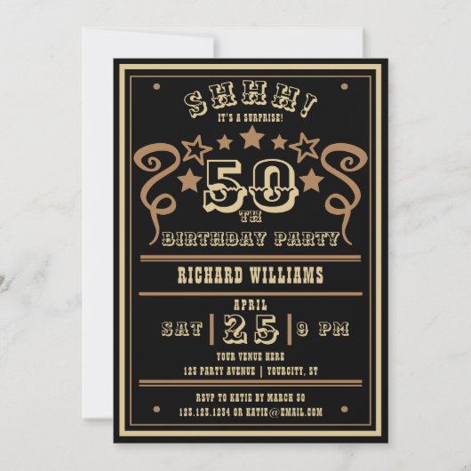 エイジヴィンテージウイスキーをテーマにしたサプライズ誕生日 招待状 (正面)