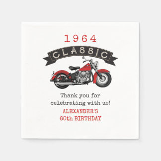 エイジヴィンテージクラシックバイクバイクもしくは自転車に乗る人誕生日 スタンダードカクテルナプキン