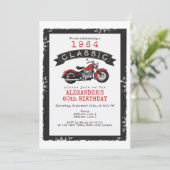 エイジヴィンテージクラシックバイクバイクもしくは自転車に乗る人誕生日 招待状 (スタンド正面)