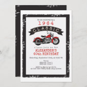 エイジヴィンテージクラシックバイクバイクもしくは自転車に乗る人誕生日 招待状 (正面/裏面)