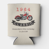 エイジヴィンテージクラシックバイクバイクもしくは自転車に乗る人誕生日 缶クーラー (正面)