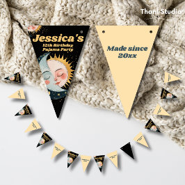 エイジヴィンテージシアルパジャマ誕生日ブラック バンティングフラッグ