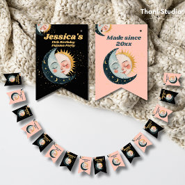 エイジヴィンテージシアルパジャマ誕生日ブラック バンティングフラッグ