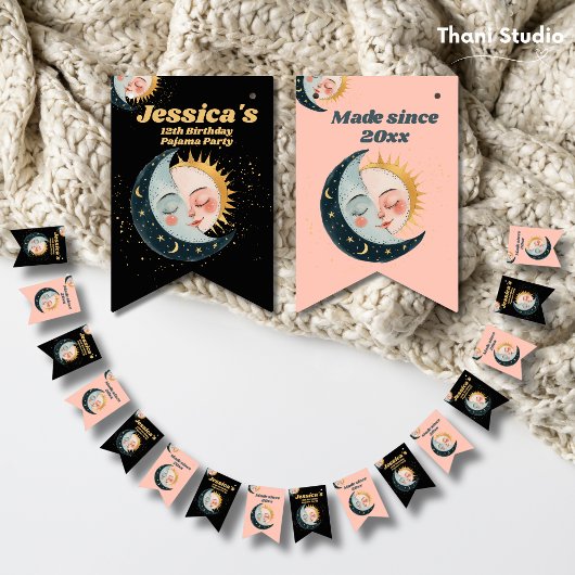 エイジヴィンテージシアルパジャマ誕生日ブラック バンティングフラッグ